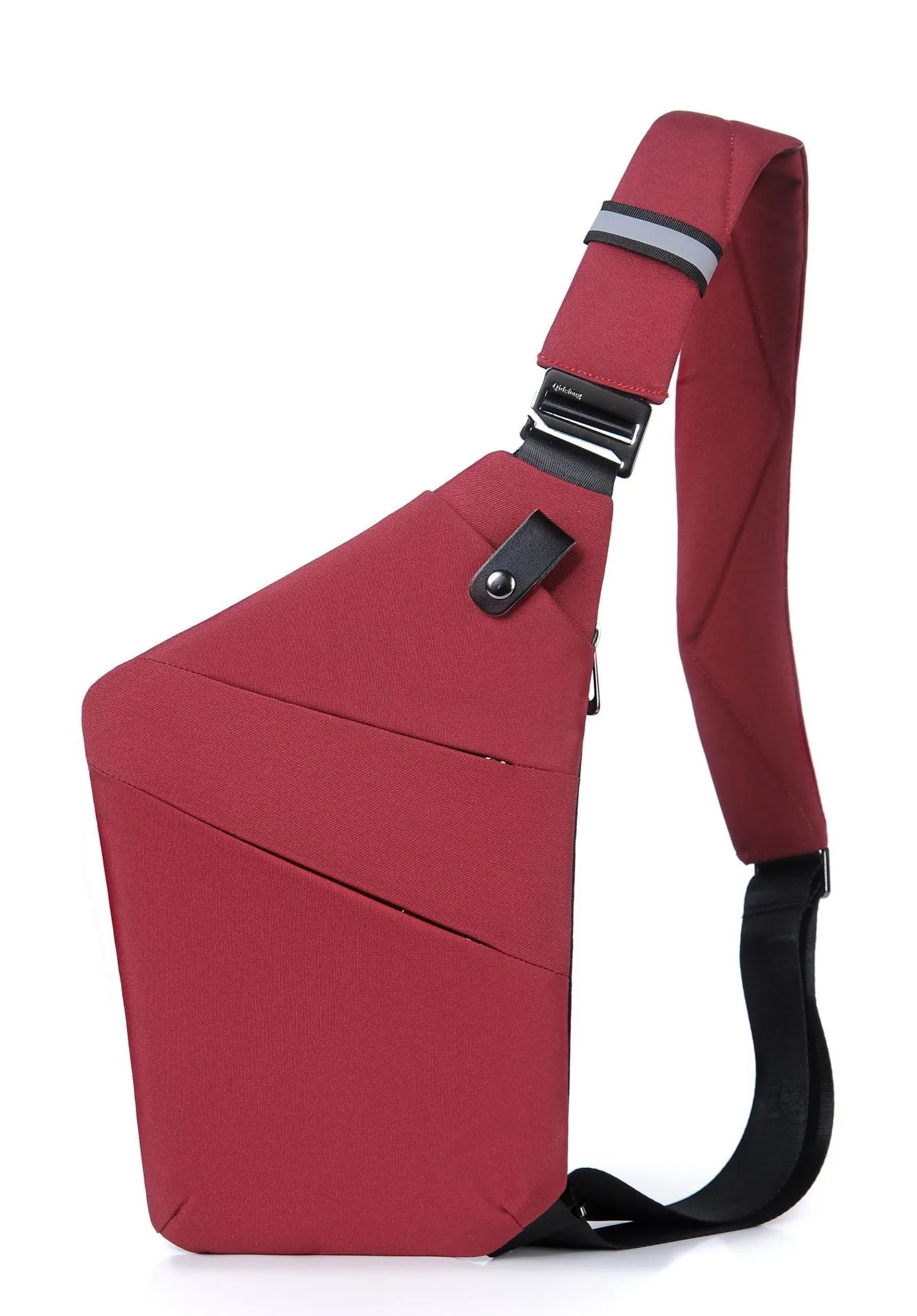 Men's anti-theft sling crossbody bag in polyester solid colour, regular trapezoid shape, available in multiple colours for business travel