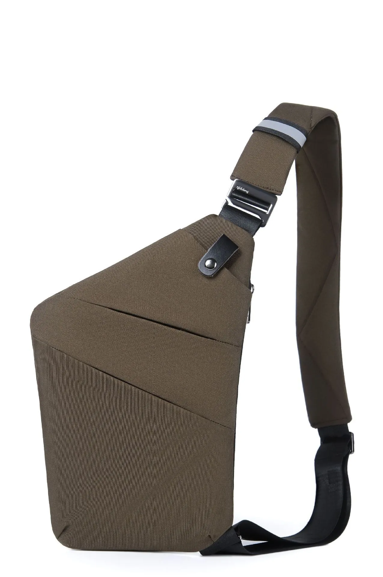 Men's anti-theft sling crossbody bag in polyester solid colour, regular trapezoid shape, available in multiple colours for business travel