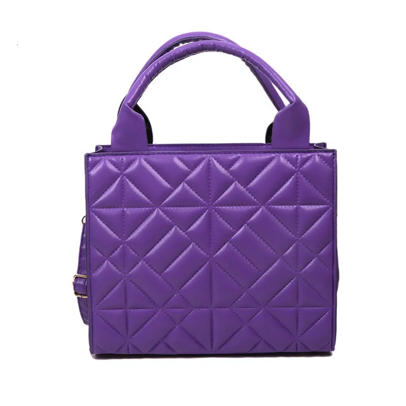 Simple portable large capacity shoulder bag for women retro PU solid colour double straps sandwich pocket