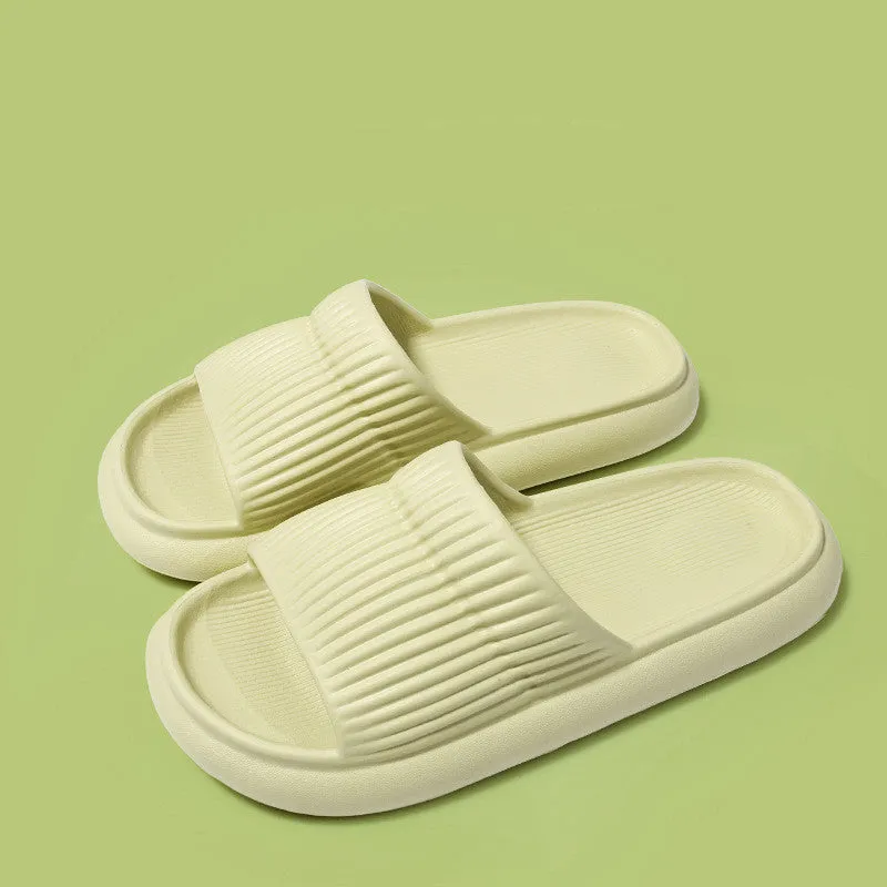 Solid striped EVA non-slip home slippers in grey, one-word style, for women and men