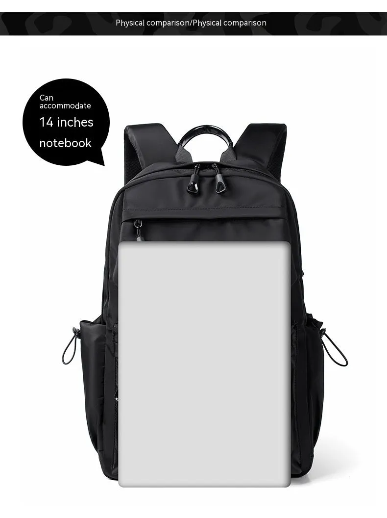 Student backpack casual men's backpack Oxford cloth anti-theft USB charging expandable 20-35L blue