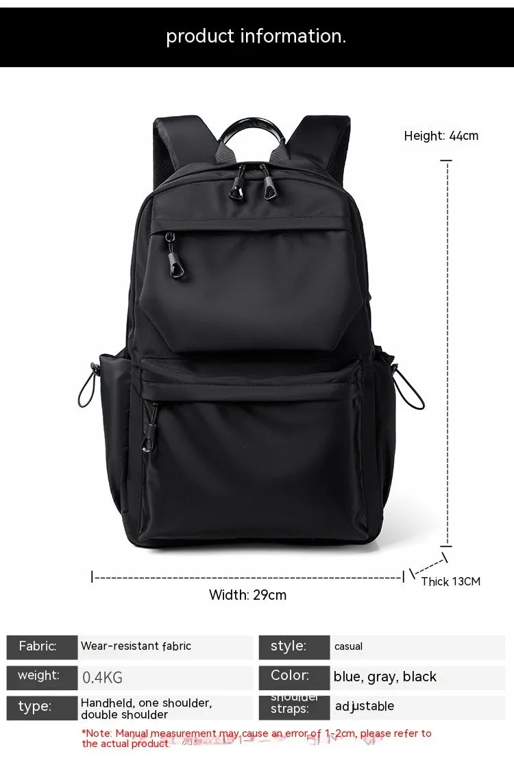 Student backpack casual men's backpack Oxford cloth anti-theft USB charging expandable 20-35L blue