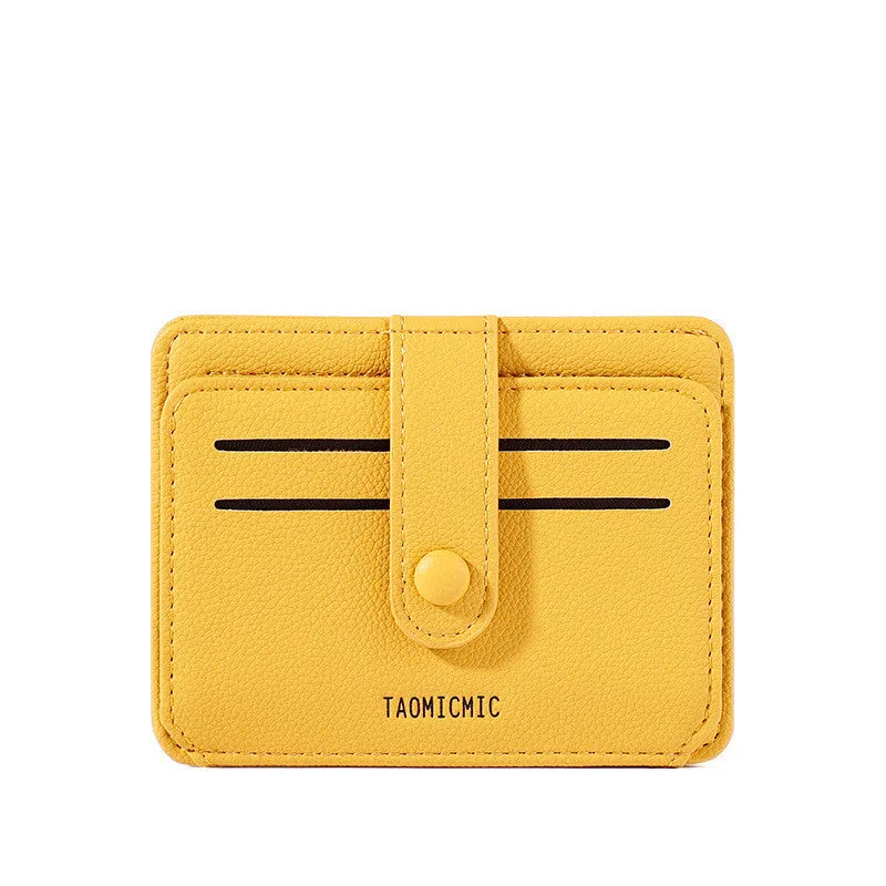 New driver's license card holder short PU bag for women, buckle closure, multiple card slots, pink colour