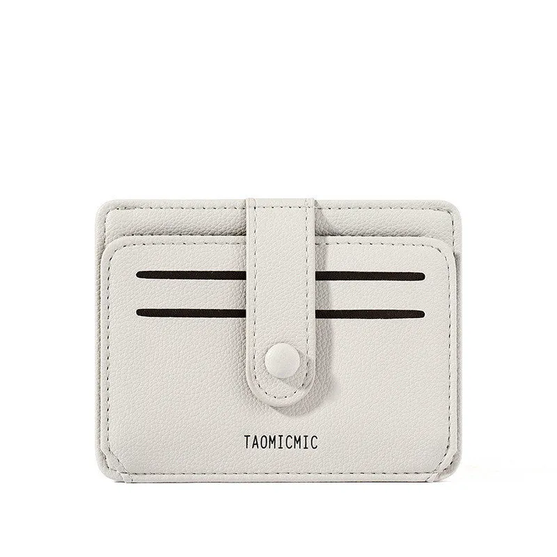 New driver's license card holder short PU bag for women, buckle closure, multiple card slots, pink colour