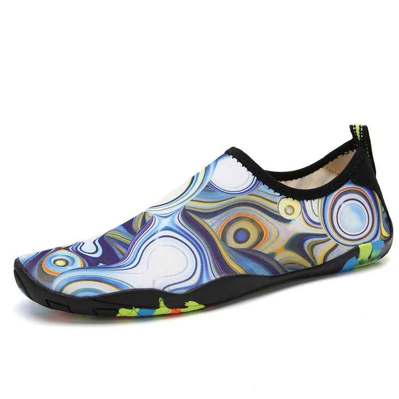 Beach wading shoes with elastic Lycra uppers and EVA foam midsoles in multiple colour options