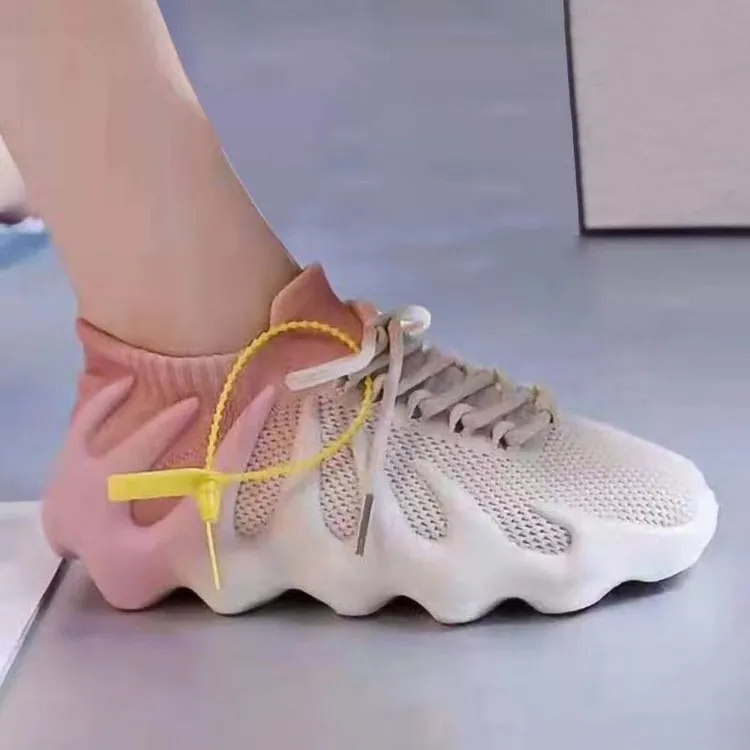 Round toe lace up breathable mesh sneakers for adults in black, blue, and pink