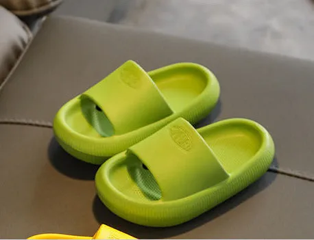 Children's mixed colour EVA slippers with a thick non-slip sole, shown in sizes for kids.