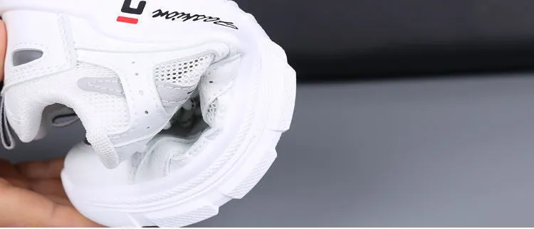 Women's board shoes in white with breathable mesh upper and super high heel