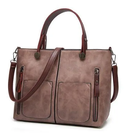 Vintage PU shoulder bag large 32x11x26cm cross-section square retro messenger bag