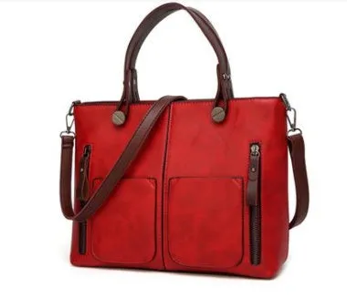 Vintage PU shoulder bag large 32x11x26cm cross-section square retro messenger bag