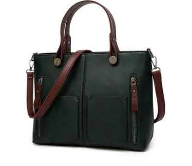 Vintage PU shoulder bag large 32x11x26cm cross-section square retro messenger bag