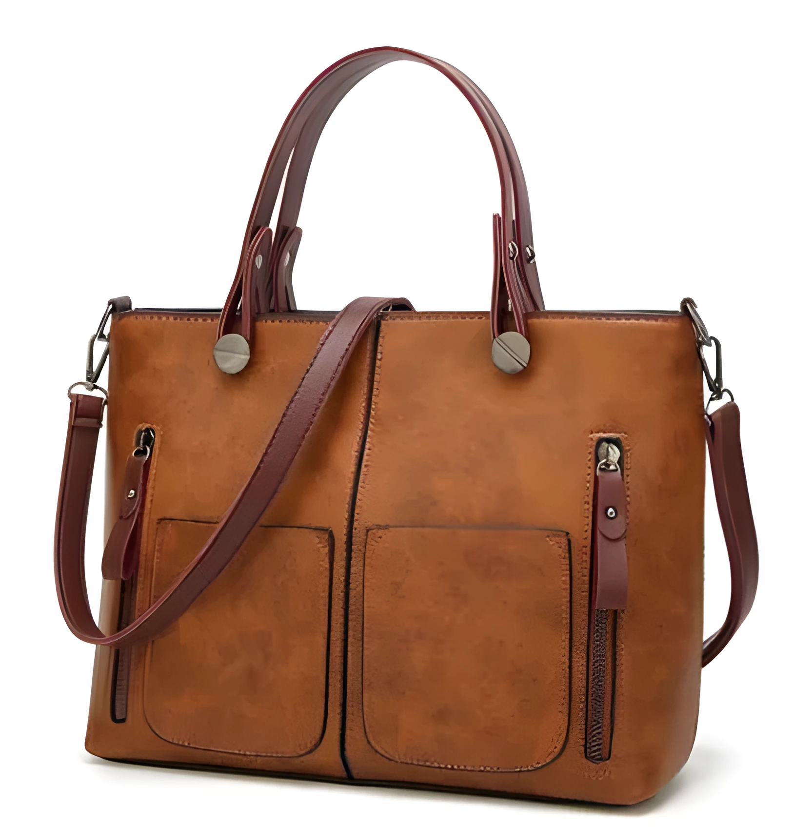 Vintage PU shoulder bag large 32x11x26cm cross-section square retro messenger bag