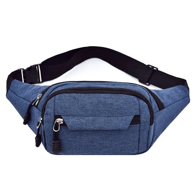 Ultra-thin unisex sports waist bag in mini bucket style with car suture detail, available in five colours
