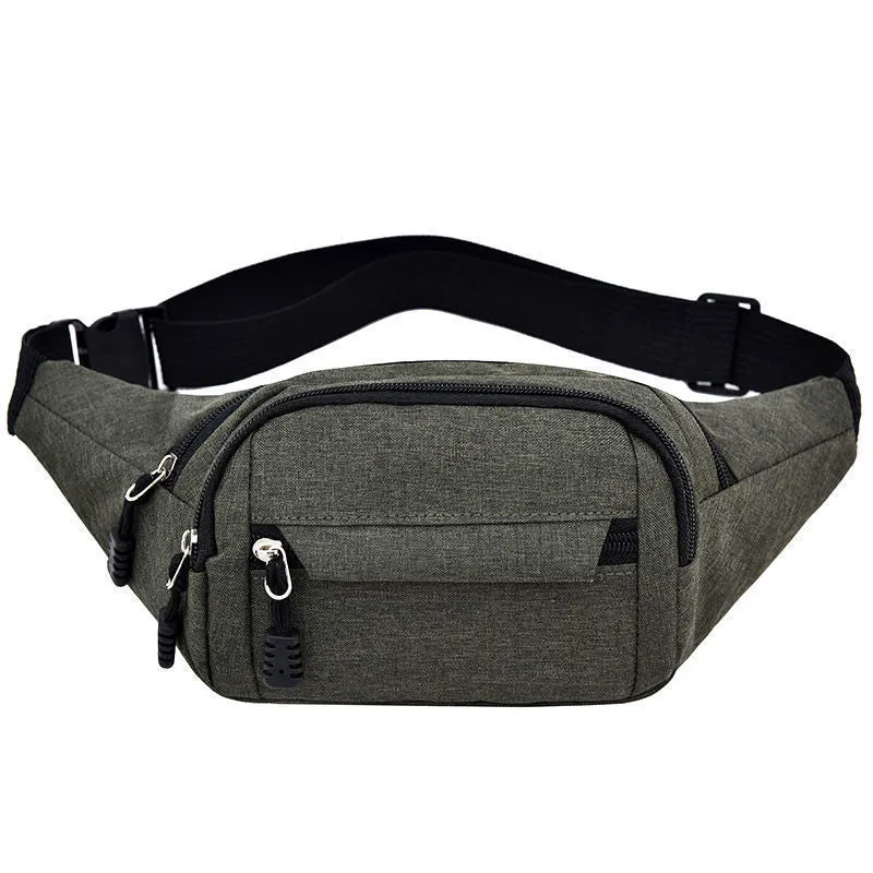 Ultra-thin unisex sports waist bag in mini bucket style with car suture detail, available in five colours