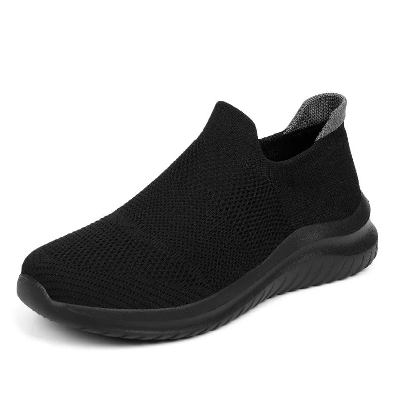 Men's breathable mesh running shoes with MD sole, available in multiple colours, side view on white background