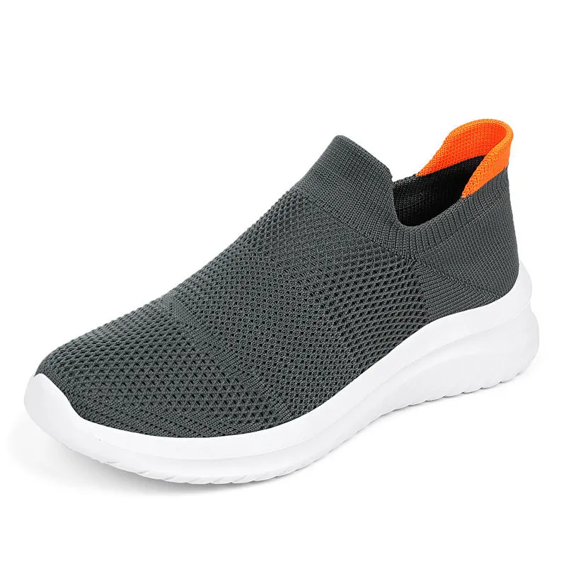 Men's breathable mesh running shoes with MD sole, available in multiple colours, side view on white background