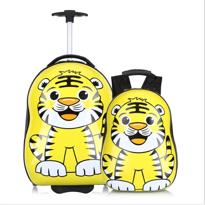 Hard PC trolley school bag with wheels, polyester lining, 30x42x22cm, A4 capacity, in Dinosaur style