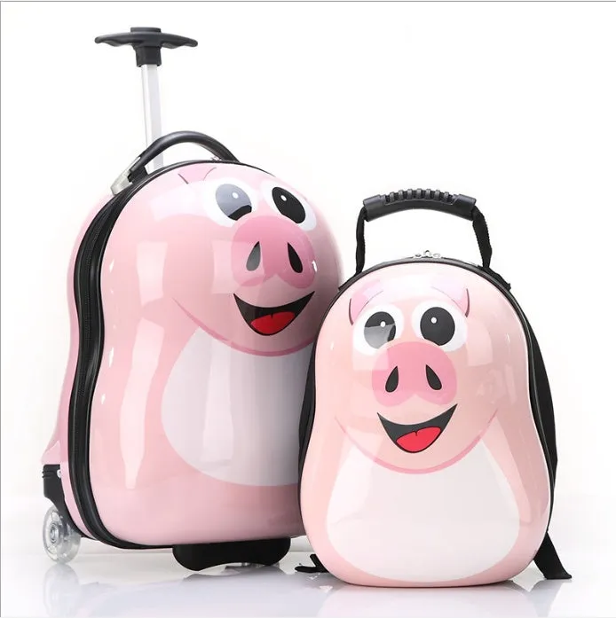Hard PC trolley school bag with wheels, polyester lining, 30x42x22cm, A4 capacity, in Dinosaur style