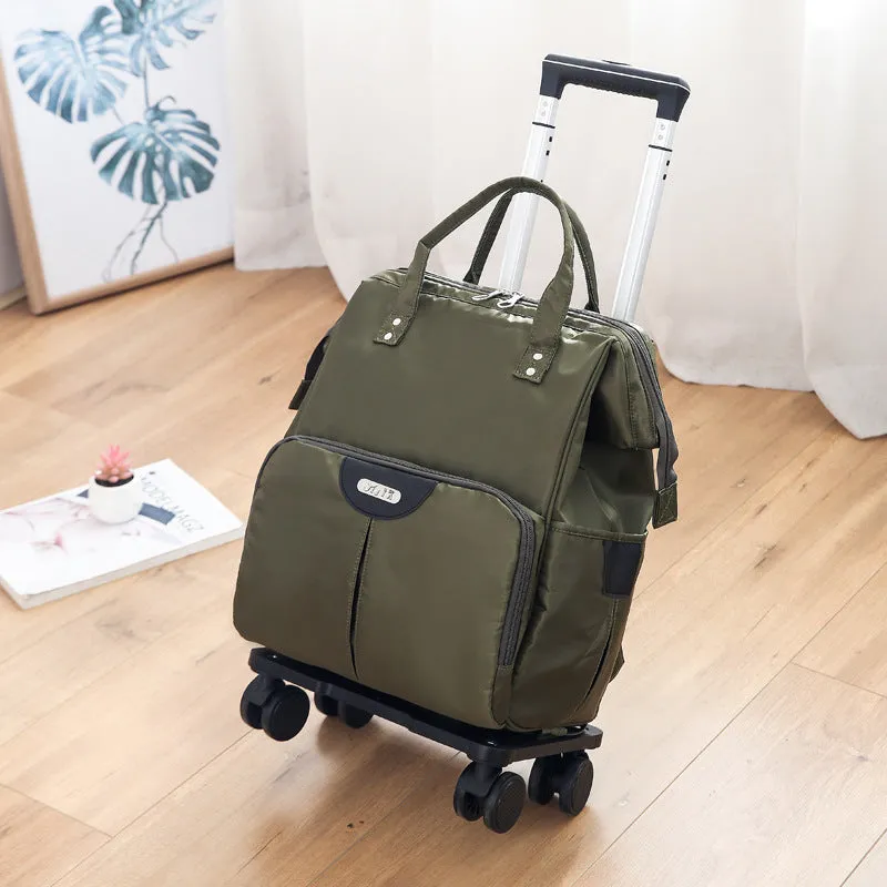 Folding waterproof travel bag in Oxford cloth, Medium size, Army Green colour, with soft handles and shoulder strap connectors