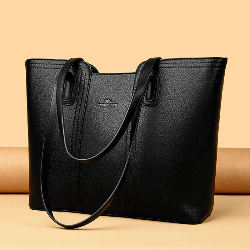 Women's genuine leather shoulder bag in milky white with three-dimensional outer pocket and waterproof finish