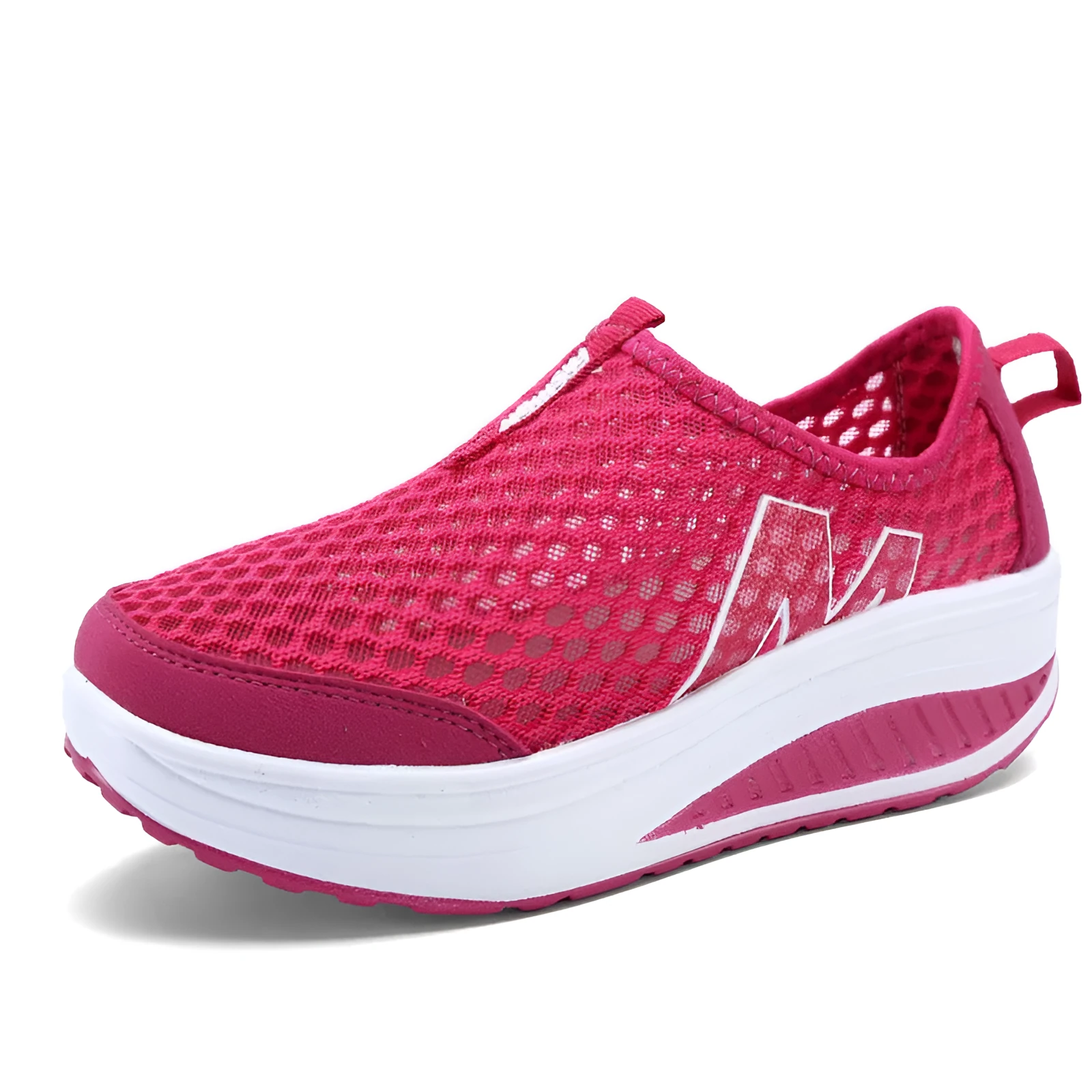 Women's sport platform wedge shoes with mesh cloth upper, heel height 3-5cm, available in multiple colours and sizes 35-42