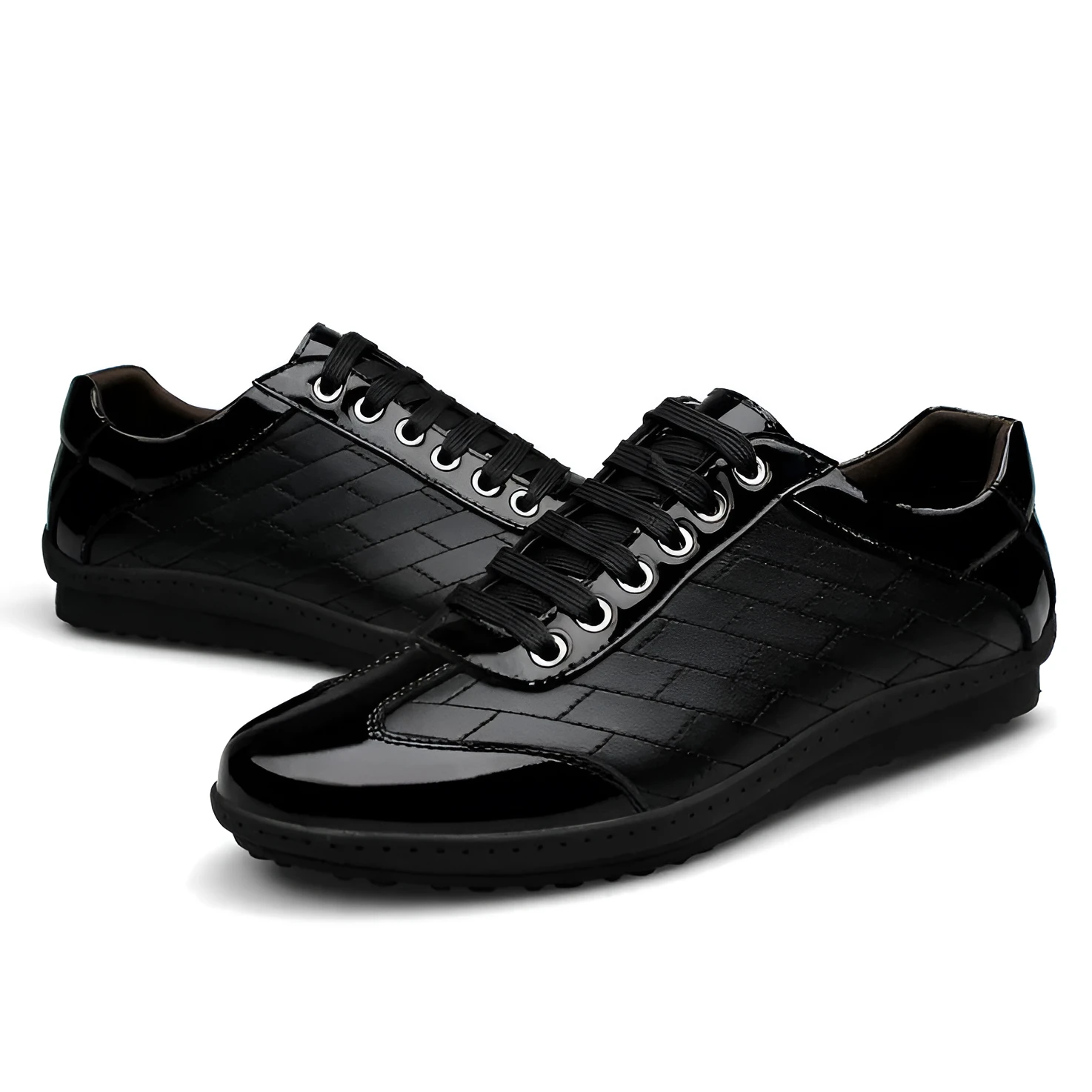 Men's genuine leather oxford shoes in black, handmade, view from side