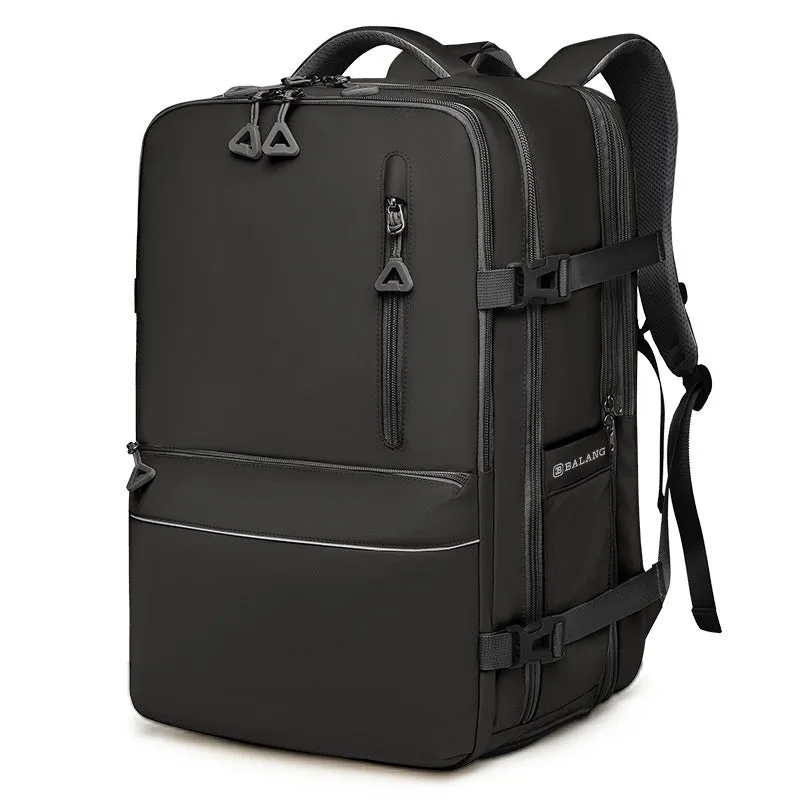 Unisex solid colour Oxford cloth large capacity backpack with air pillow belt in 36-55L