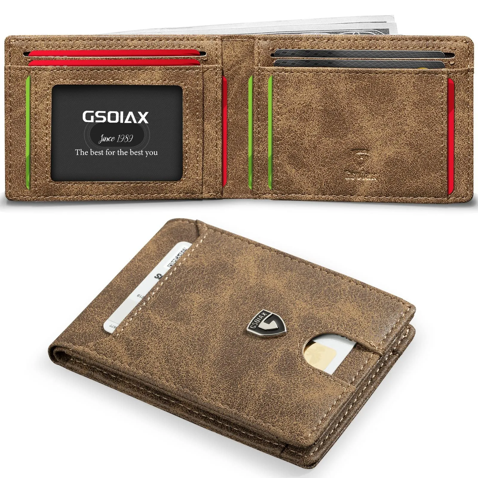 Men's carbon fibre business card holder with anti-theft RFID blocking, available in multiple colours including black and red
