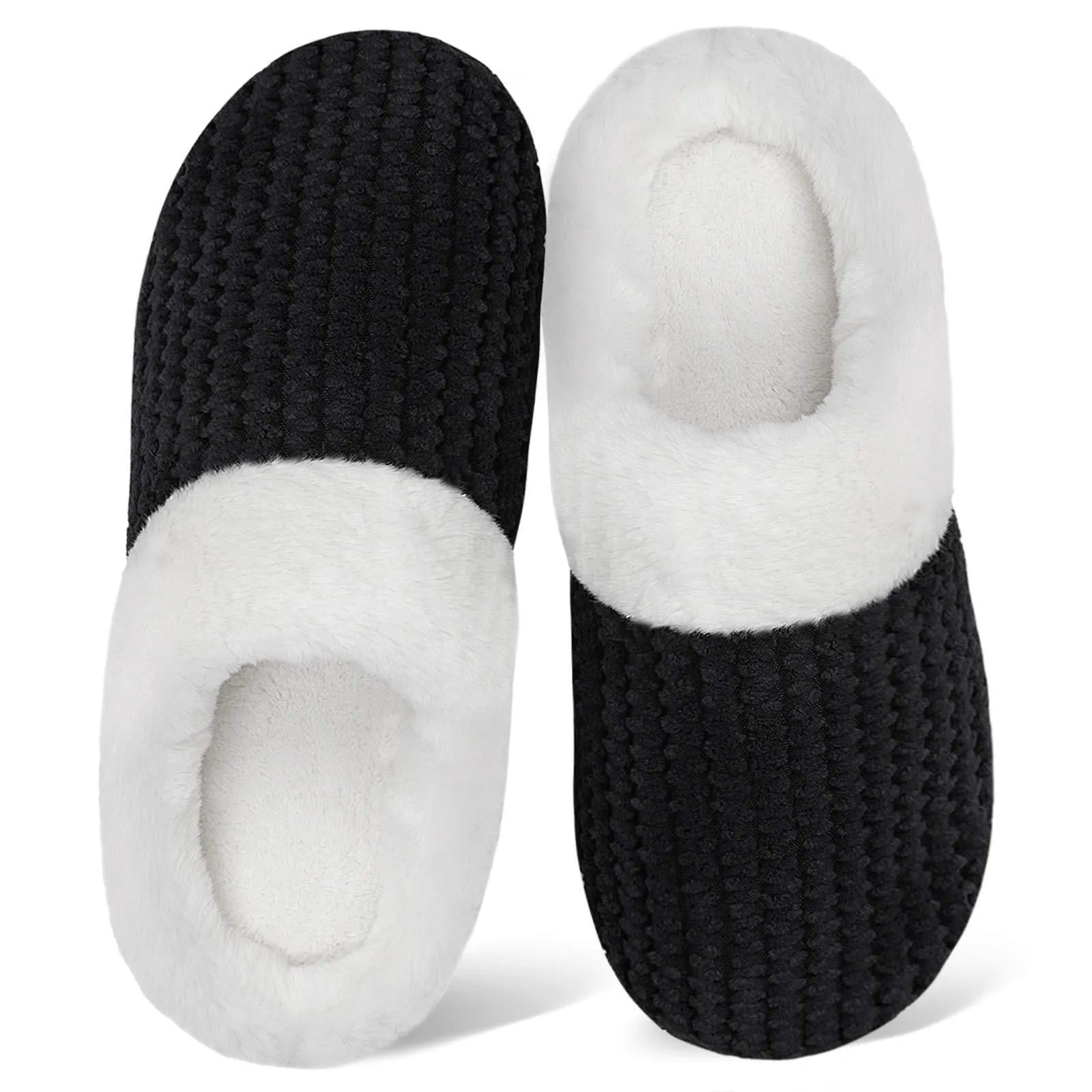 Fluffy plush unisex casual slippers in solid colour with plush upper for indoor wear