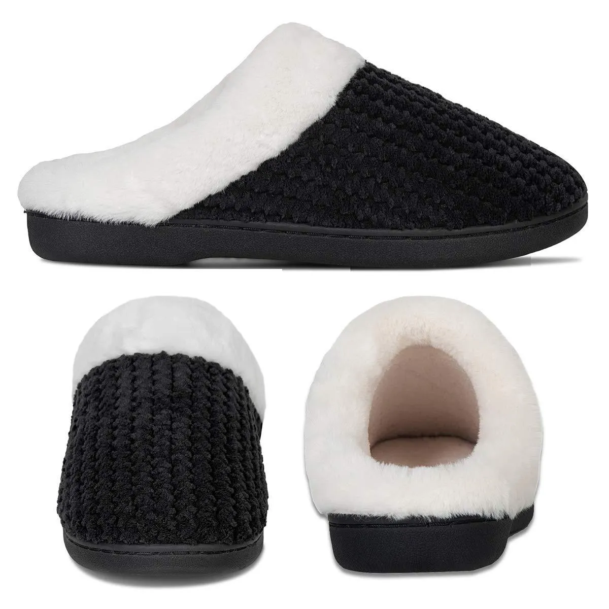 Fluffy plush unisex casual slippers in solid colour with plush upper for indoor wear