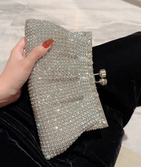 Women's solid colour ABS dinner bag in dumpling bun style, available in Green Diamond, Gold Diamond, and Silver Diamond