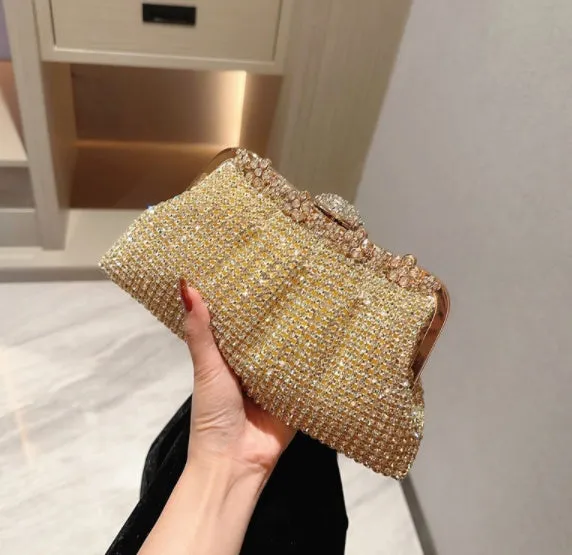 Women's solid colour ABS dinner bag in dumpling bun style, available in Green Diamond, Gold Diamond, and Silver Diamond