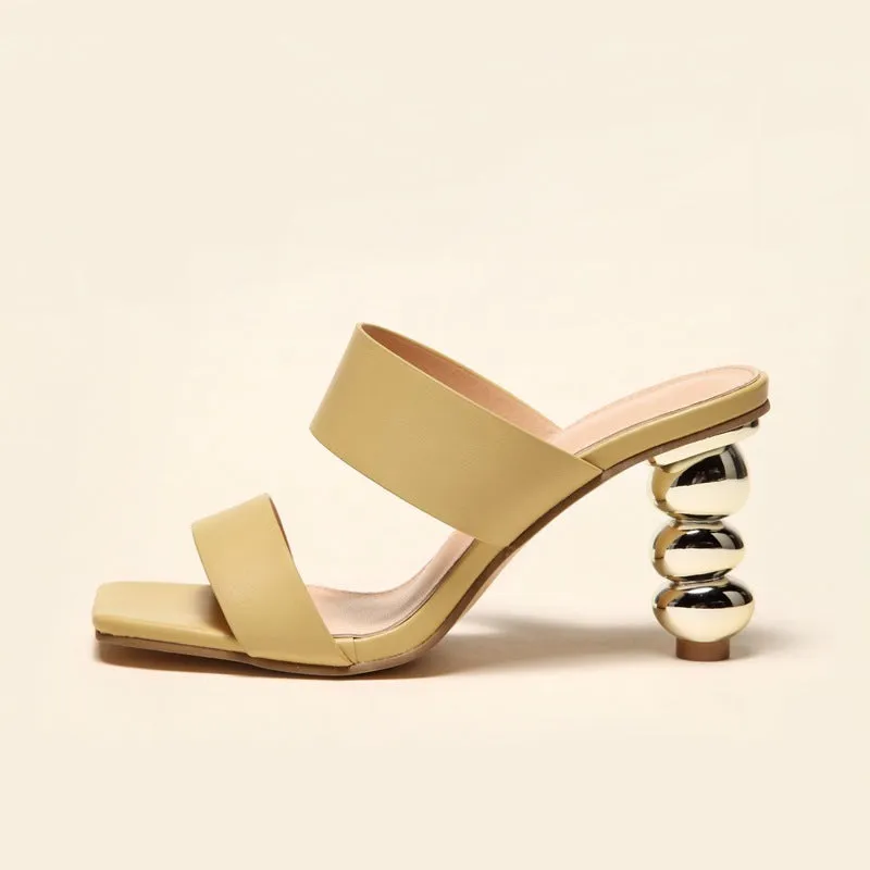 Summer women's electroplating heel sandals with metal detail artificial PU upper high heel five colours