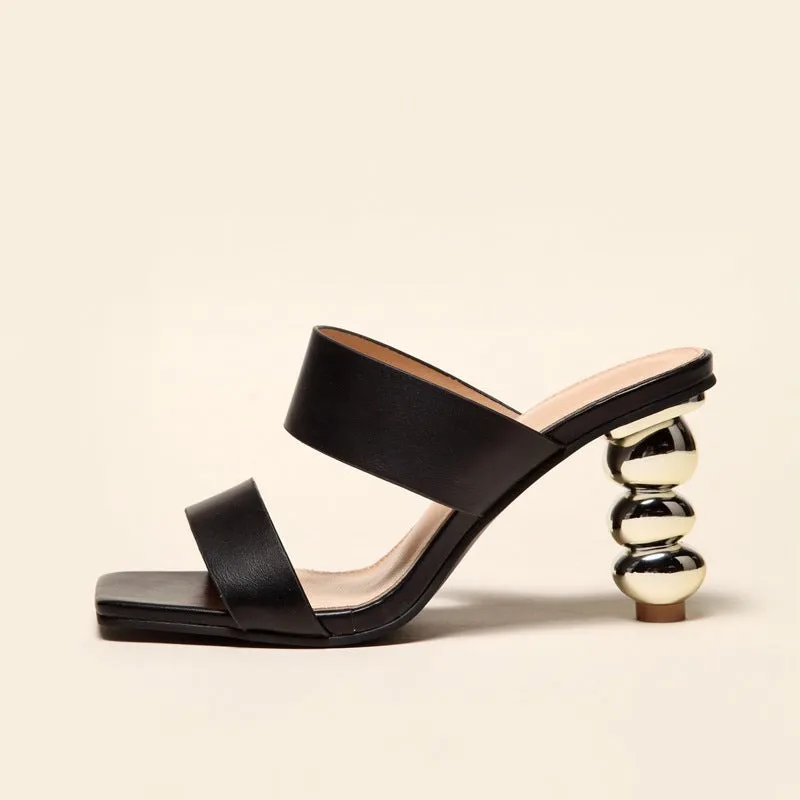 Summer women's electroplating heel sandals with metal detail artificial PU upper high heel five colours