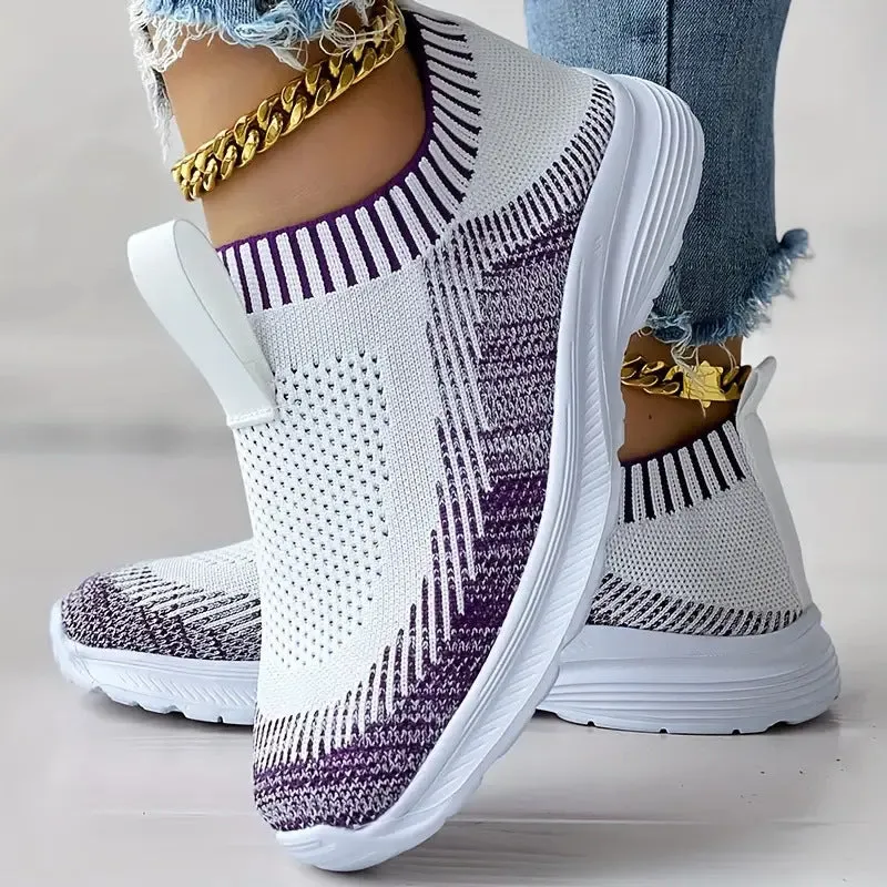 Women's casual sports shoes in solid colour with mesh upper, sizes 36-43