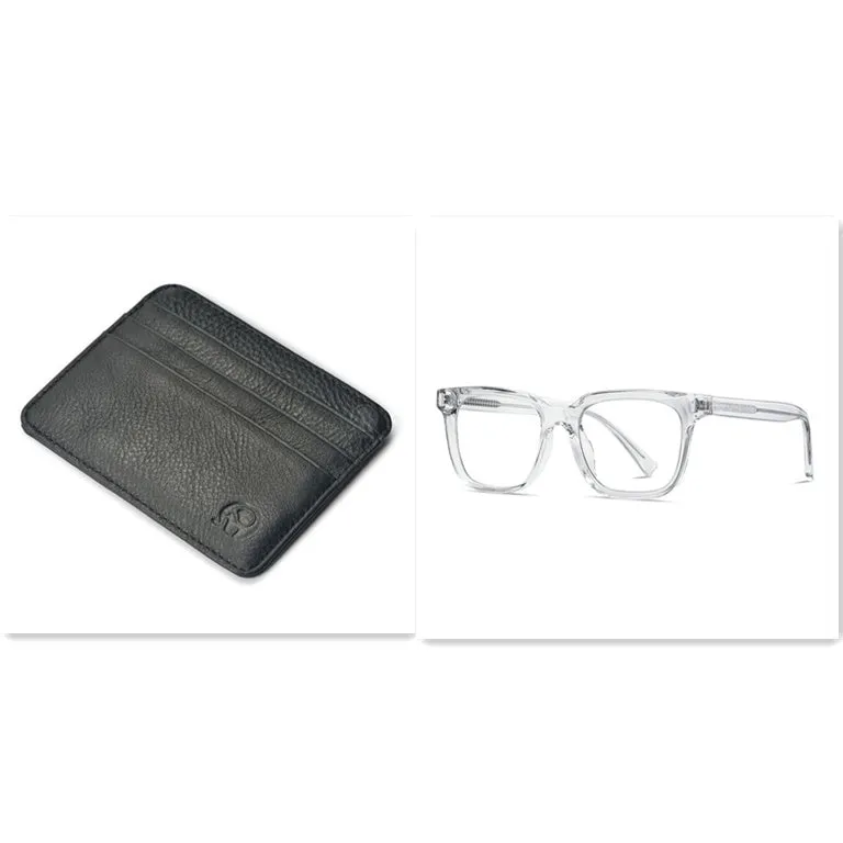 Genuine leather magic wallet in brown, open to show 27 card slots, money clip, and ID window