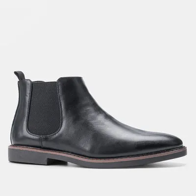 Men Martin boots waterproof leather round toe flat heel rubber sole sizes 40-46