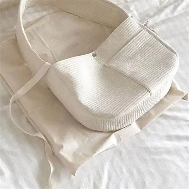 White handmade canvas pet carrier bag for dogs and cats in L size