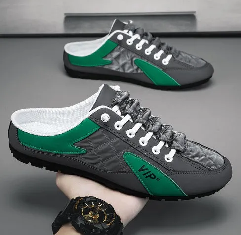 Breathable male casual shoes in black with lace-up closure and rubber sole