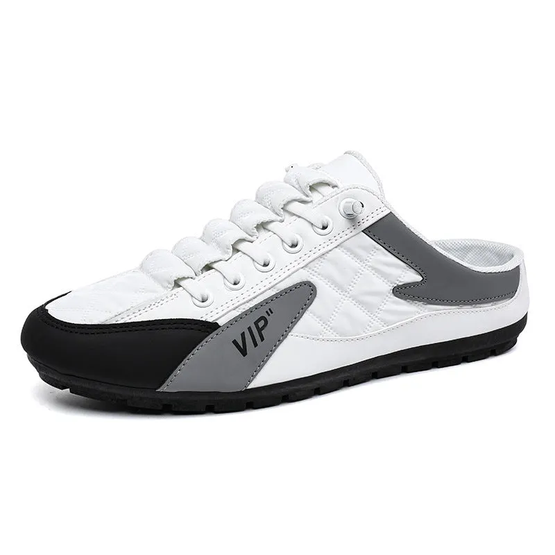 Breathable male casual shoes in black with lace-up closure and rubber sole