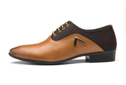 Men's black Oxford business casual shoe with a low-cut PU leather upper and rubber sole on a white background