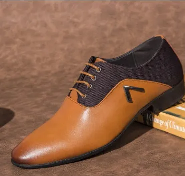 Men's black Oxford business casual shoe with a low-cut PU leather upper and rubber sole on a white background