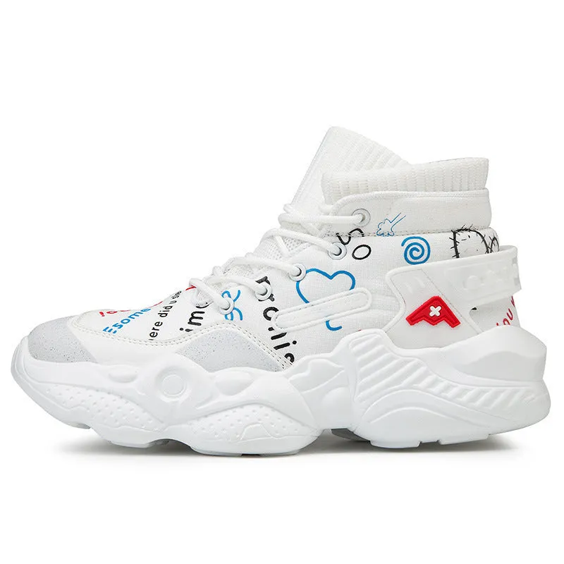 Sailing shoes high-top cloth upper front-tie rubber sole in black