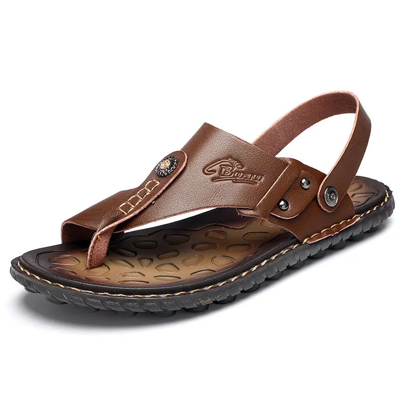 Men's all-match beach sandals in blue with PU upper and rubber sole