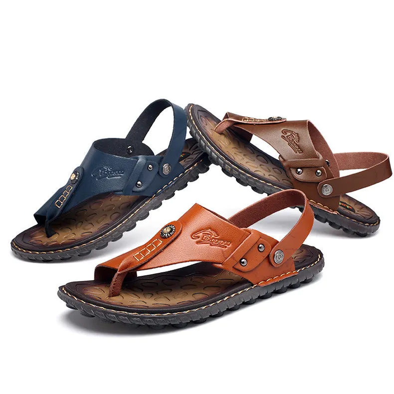 Men's all-match beach sandals in blue with PU upper and rubber sole