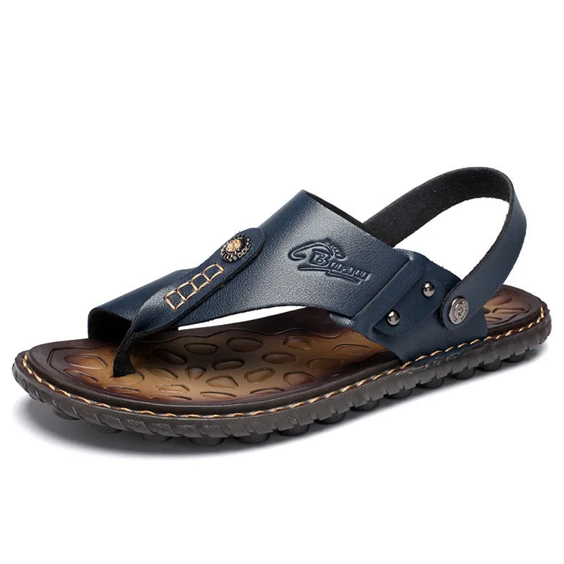 Men's all-match beach sandals in blue with PU upper and rubber sole