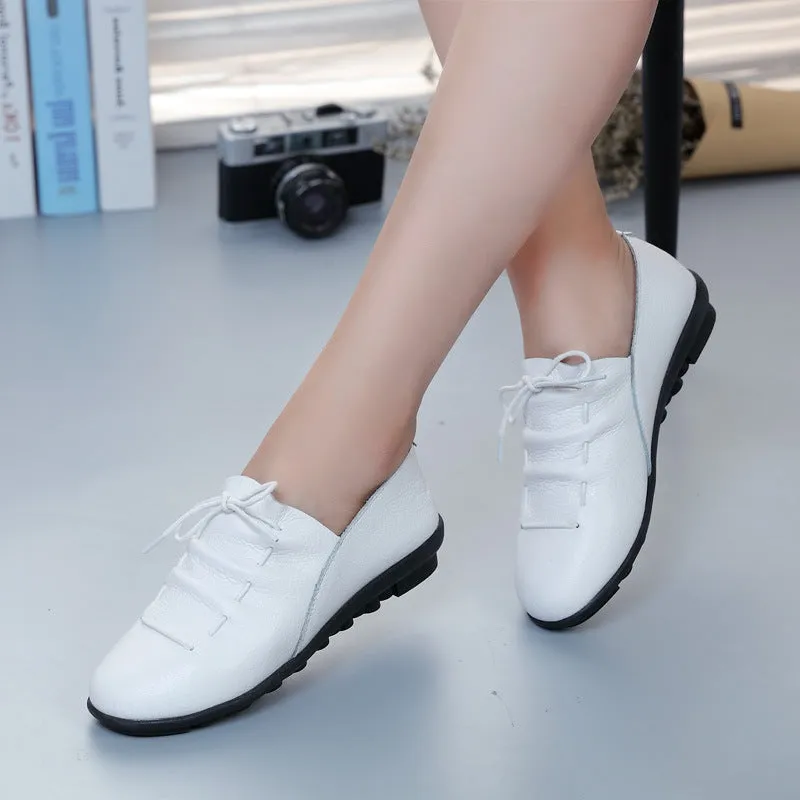 Women soft sole leisure shoes in white with non-slip tendon sole, available in sizes 35 to 41