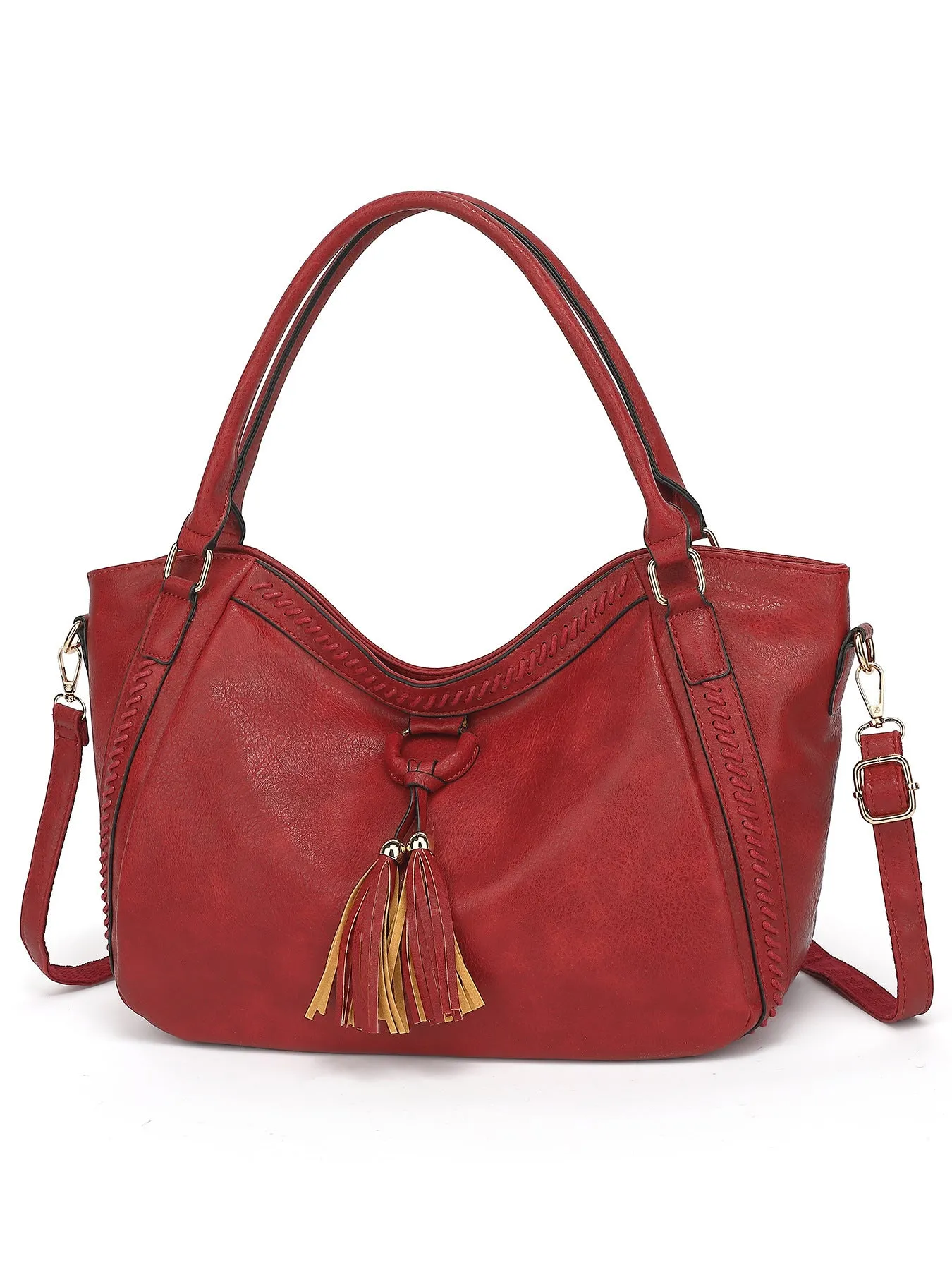 Women's retro PU leather bucket shoulder messenger bag in black with small bag option
