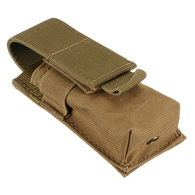 Black Molle tactical waist bag with elastic cord buckle, shown with dimensions 14cm x 5.5cm x 4cm.