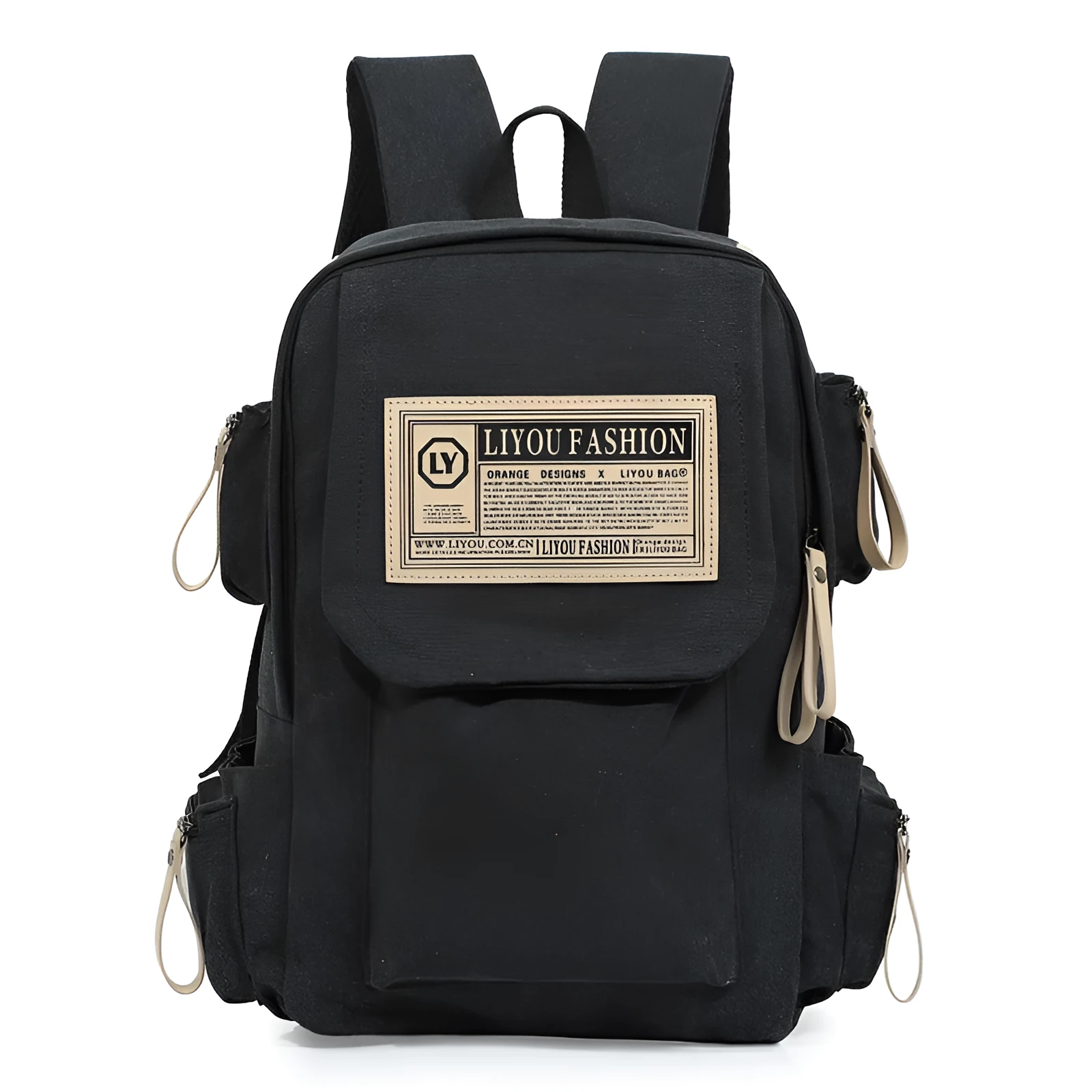 Canvas leisure sports travel backpack with letter pattern, available in four colours, 20-35L capacity